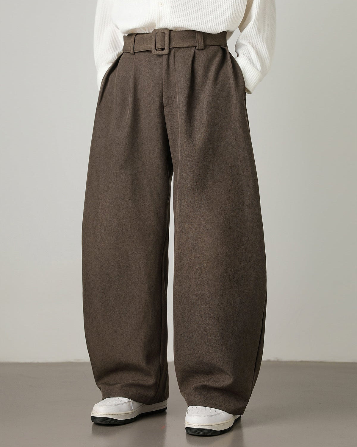 Wijde wolmix broek heren
