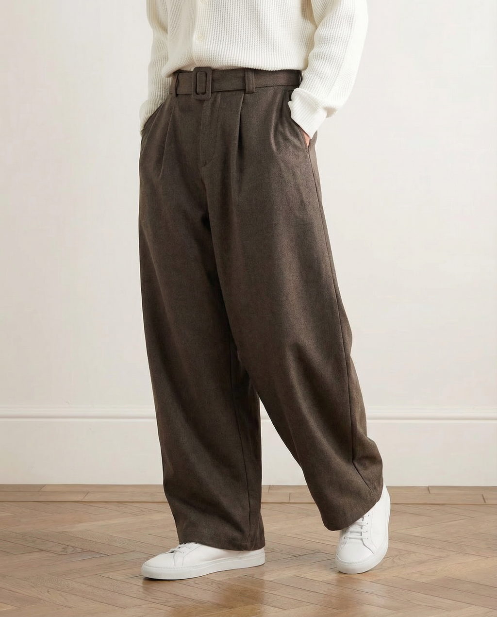 Wijde wolmix broek heren