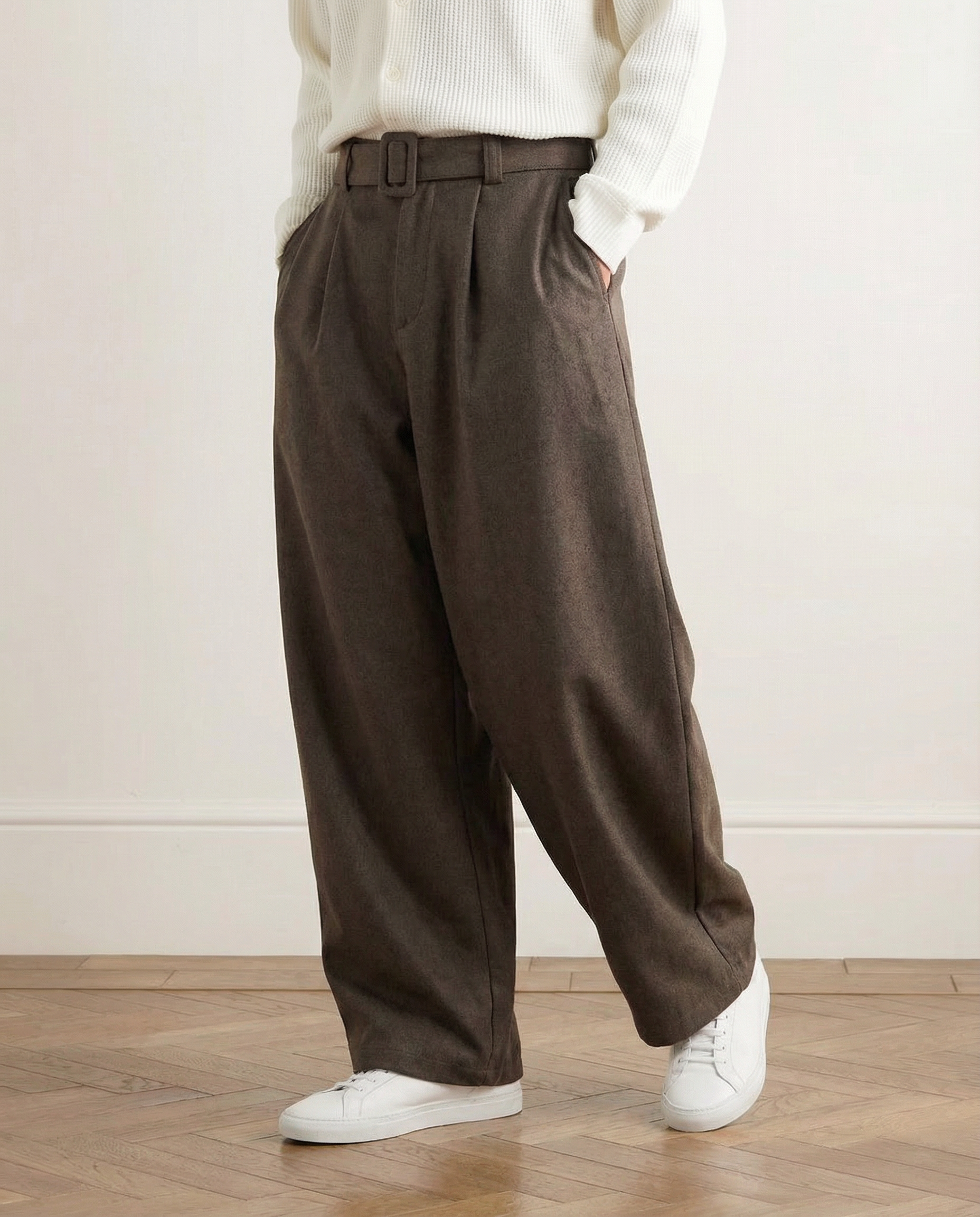 Wijde wolmix broek heren