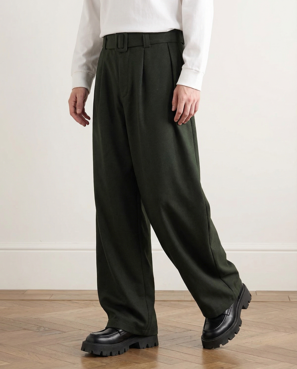 Wijde wolmix broek heren