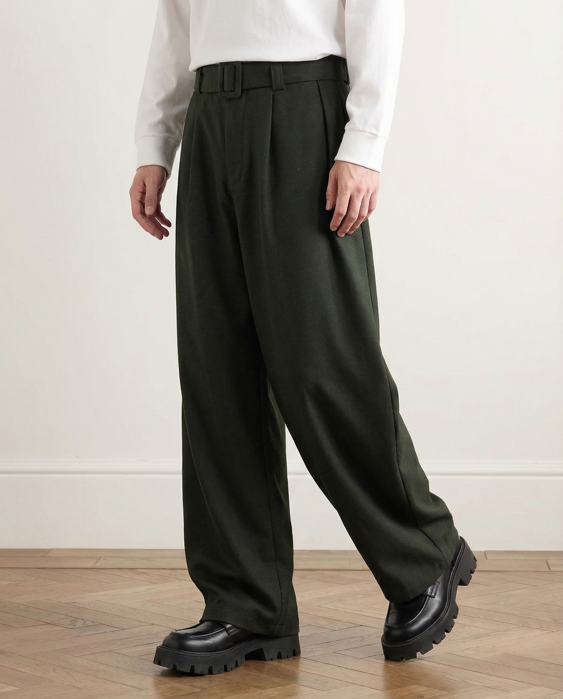Wijde wolmix broek heren