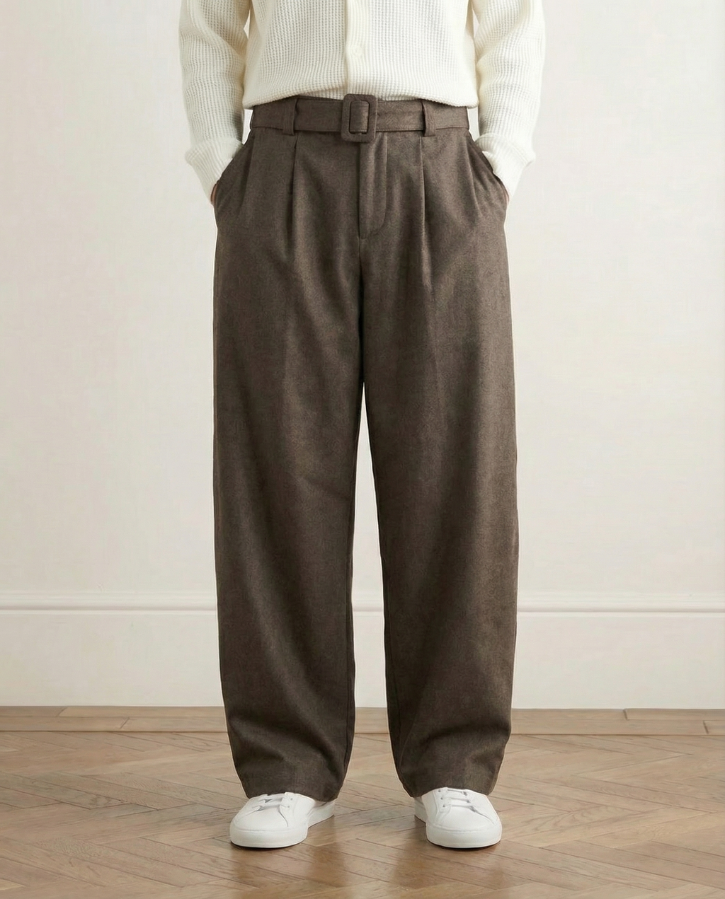 Wijde wolmix broek heren