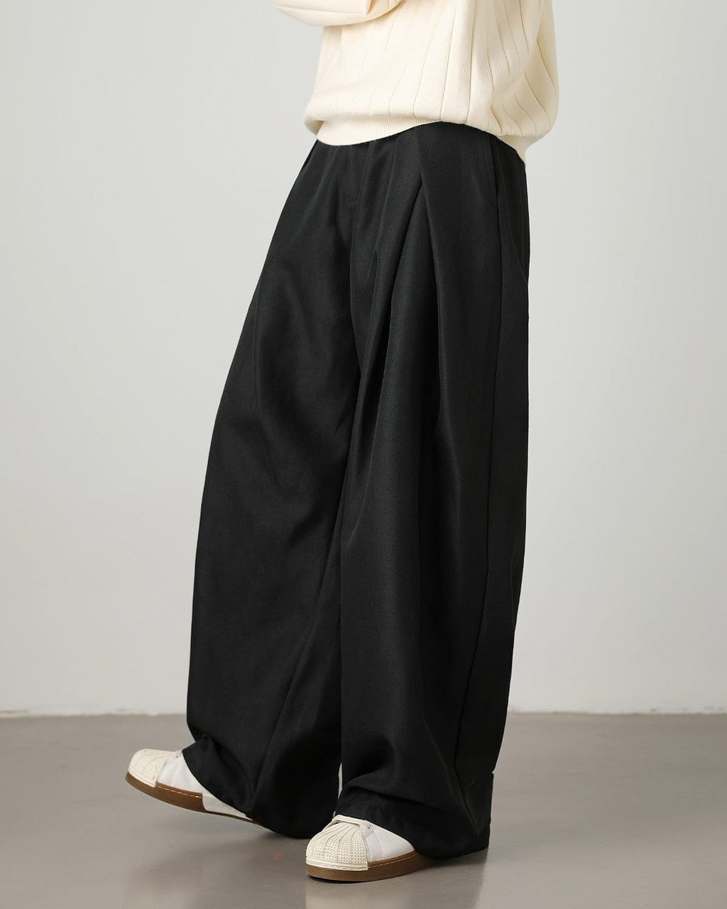 Wijde geplooide broek heren