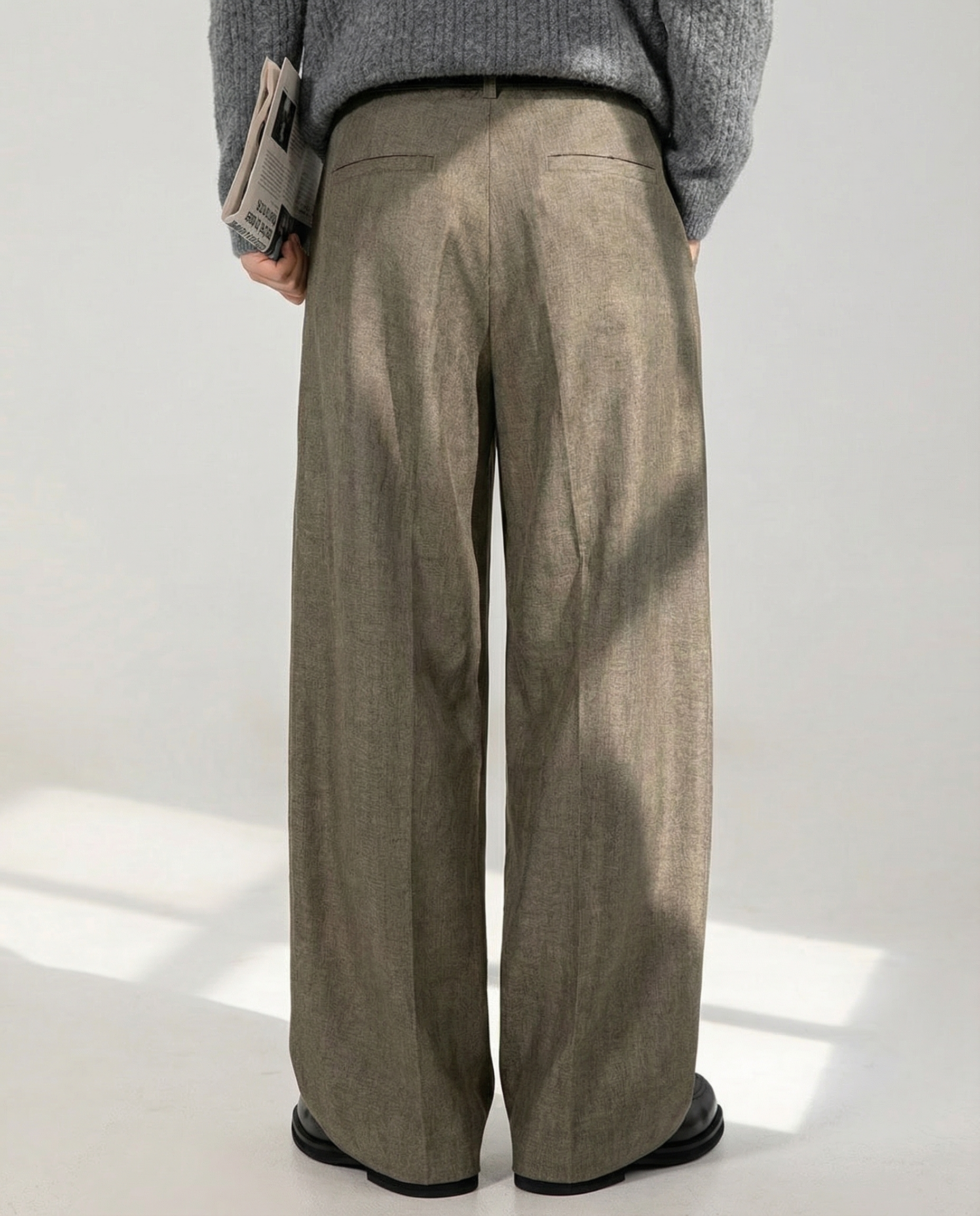 Wijde geplooide broek heren