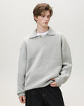 Oversized henley trui van wolmix heren