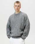 Oversized kabeltrui van wolmix heren