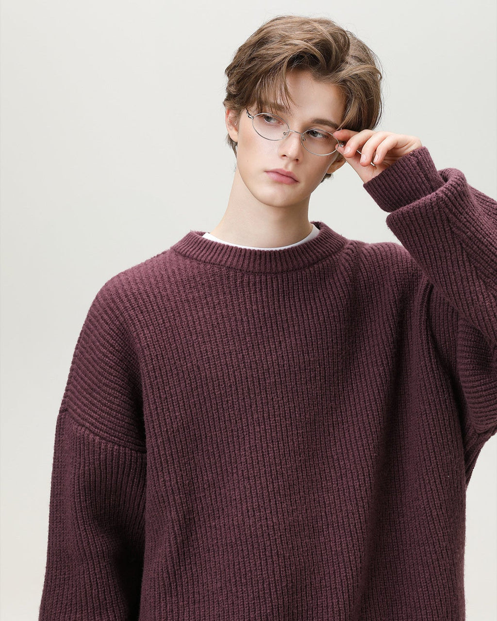 Oversized gebreide trui met ronde hals heren