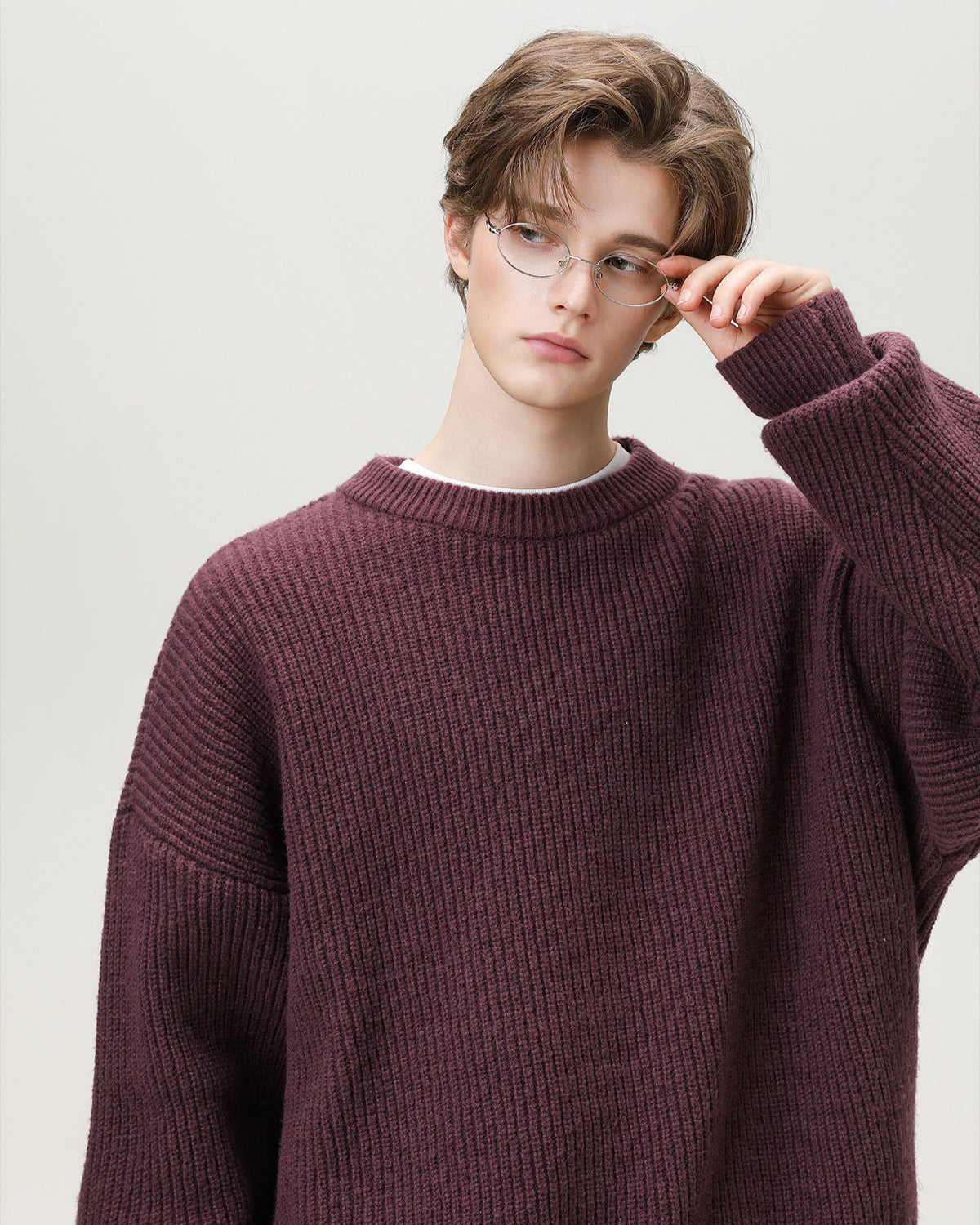 Oversized gebreide trui met ronde hals heren