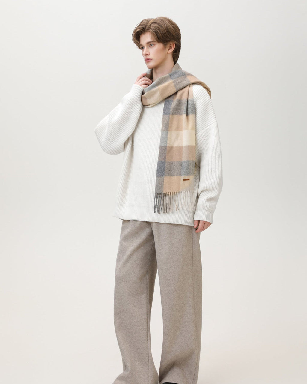 Oversized gebreide trui met ronde hals heren