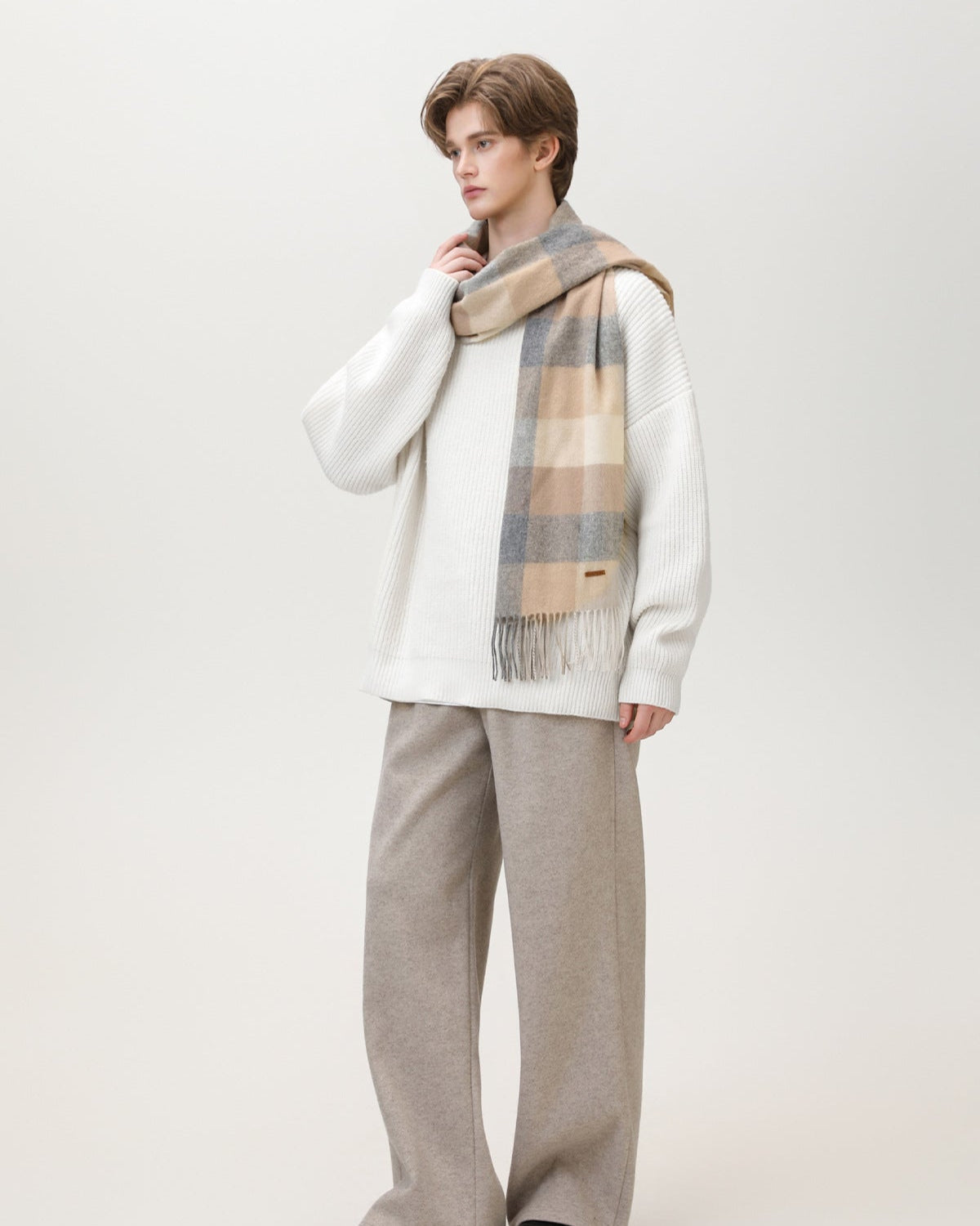 Oversized gebreide trui met ronde hals heren