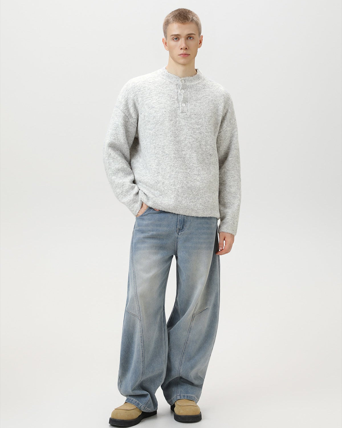 Oversized polotrui van wolmix heren