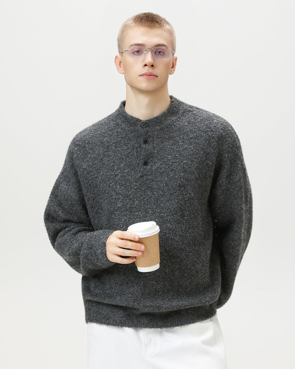 Oversized polotrui van wolmix heren