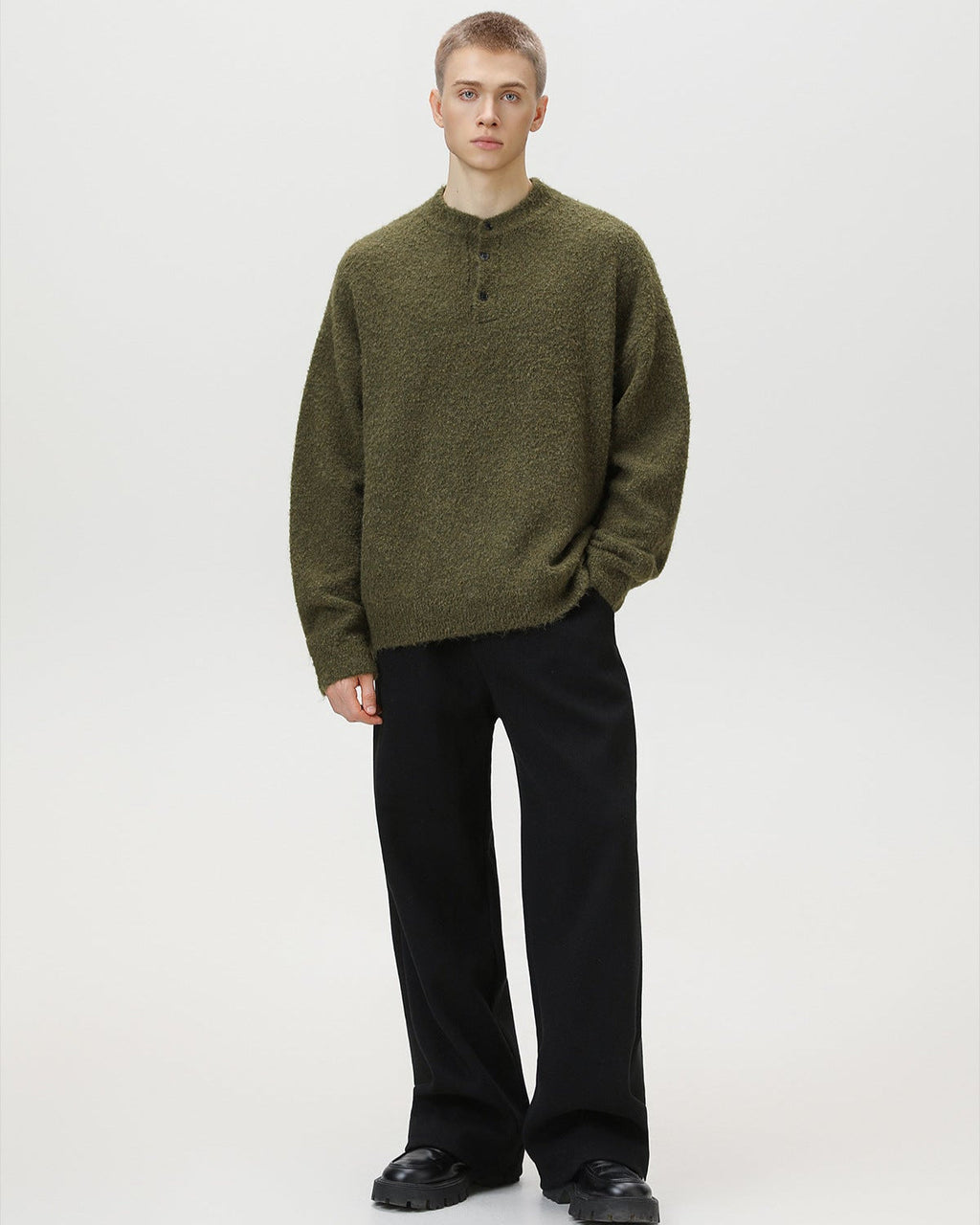 Oversized polotrui van wolmix heren