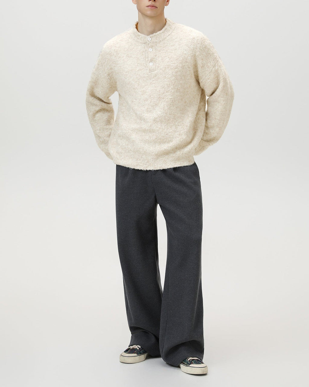 Oversized polotrui van wolmix heren