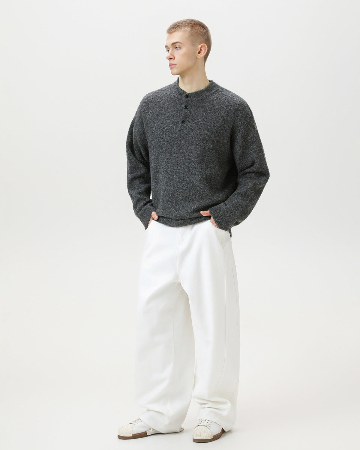 Oversized polotrui van wolmix heren
