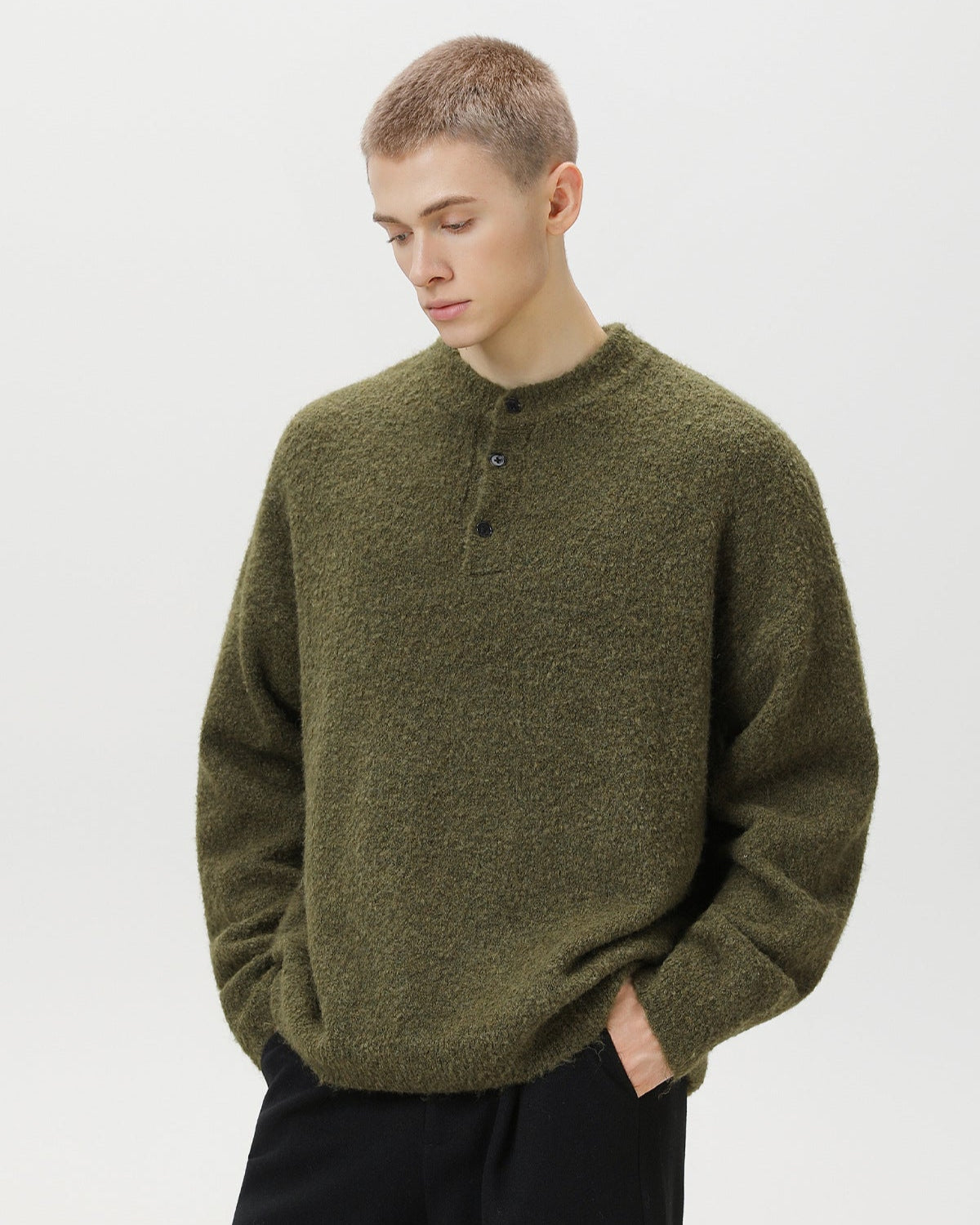 Oversized polotrui van wolmix heren