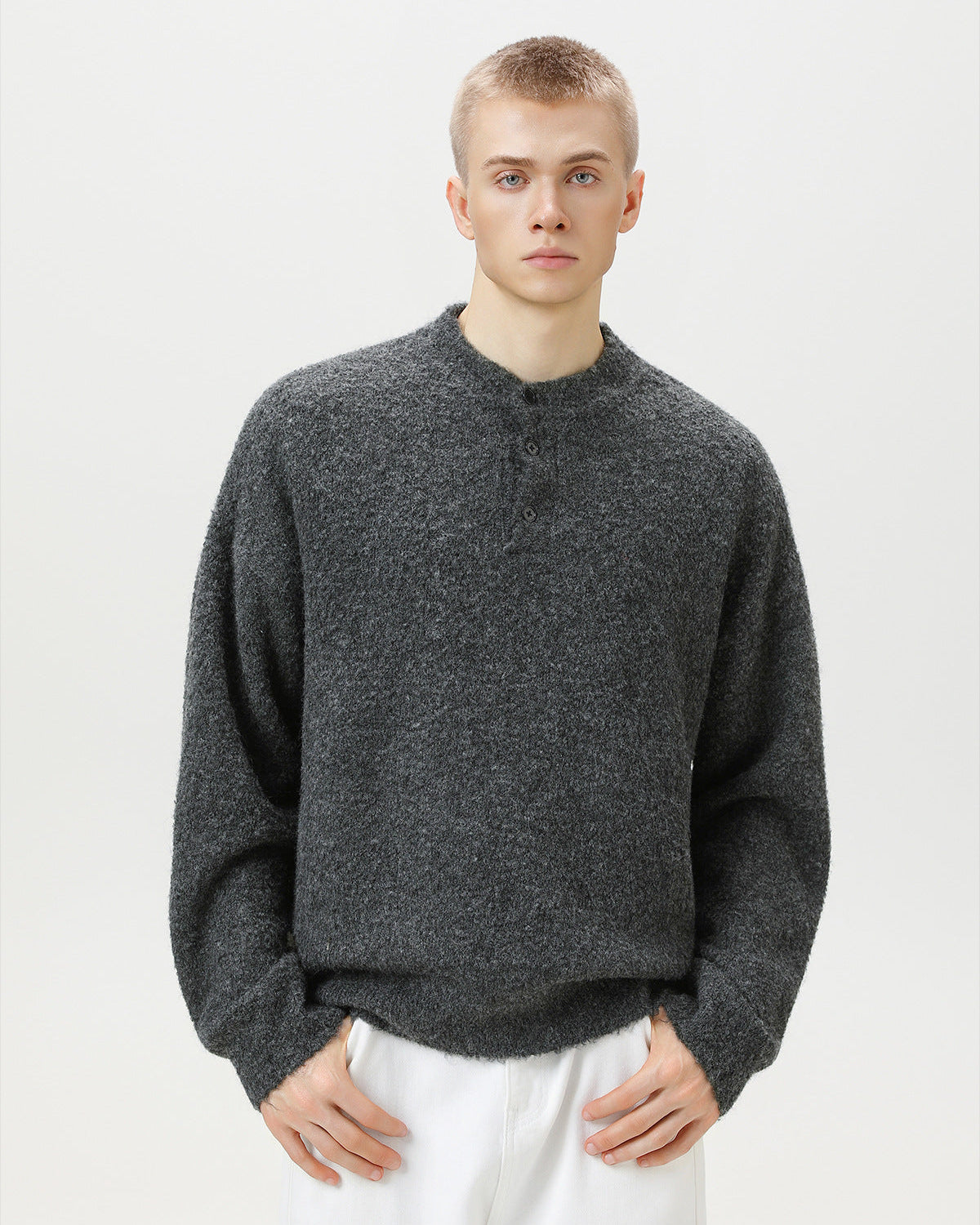 Oversized polotrui van wolmix heren